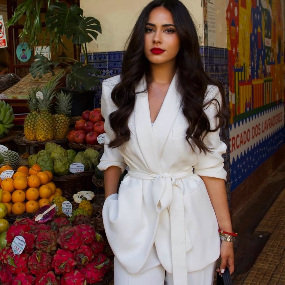 Zara White Belted Blazer